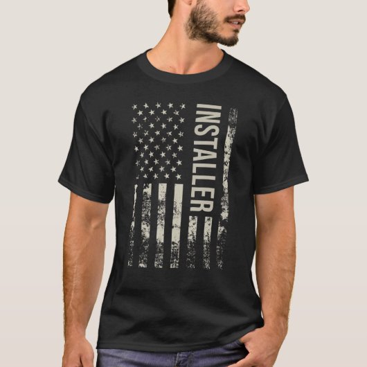 T-shirt Vintage US American Flag Installer (Devant)