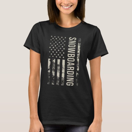 T-shirt Vintage US American Flag Snowboarding (Devant)