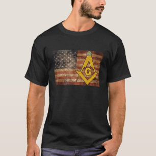 T-shirt Vintage Us Masons Drapeau Or Carré Et Compass 4ème