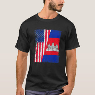 T-shirt Vintage USA American Cambodia Flag Patriotic