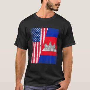 T-shirt Vintage USA American Cambodia Flag Patriotic