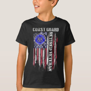 T-shirt Vintage Usa American Flag Coast Guard Proud retire
