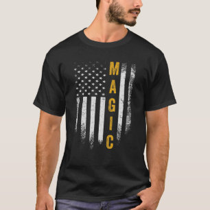 T-shirt Vintage USA American Flag Magician Funny Magic Tri
