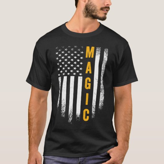 T-shirt Vintage USA American Flag Magician Tricks (Devant)