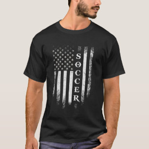 T-shirt Vintage Usa American Flag Soccer Player Football T