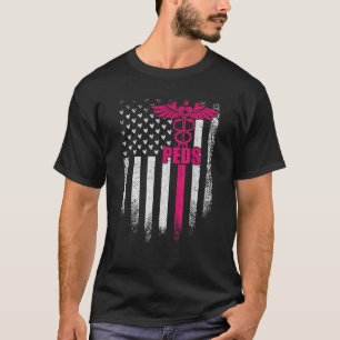 T-shirt Vintage USA Drapeau Pédiatrique Infirmière Peds In