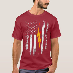 T-shirt Vintage USA Electric American Flag Cool