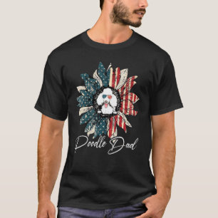 T-shirt Vintage Usa Meilleur Papa Caniche Ever Drapeau Amé