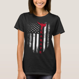 T-shirt Vintage Usa Red White Karate American Flag Cool