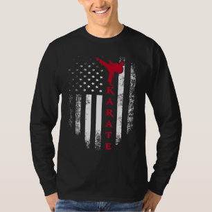 T-shirt Vintage USA Red White Karate American Flag Cool Gi