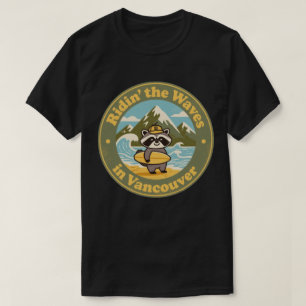 T-shirt Vintage Vancouver Raccoon Surfer