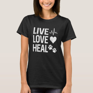 T-shirt Vintage Vet Tech Live Love Heal Technic vétérinair