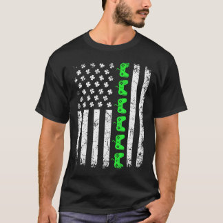 T-shirt Vintage Video Game American Flag St Patrick's Day