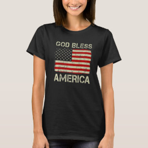 T-shirt Vintage Vieux-Américains Drapeau Dieu béni Amériqu