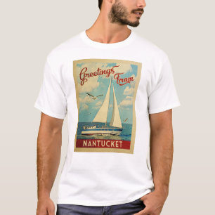T-shirt Vintage voyage le Massachusetts de voilier de