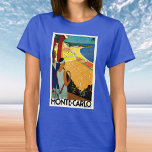 T-shirt Vintage voyage, Tennis, Sports, Monte Carlo Monaco<br><div class="desc">Illustration vintage Poster de voyage européen ou étiquette de bagage de Monte Carlo à Monaco avec un couple tenant des raquettes de tennis et regardant un tournoi de tennis près de la plage et la belle mer Méditerranée bleue. Amour et romantisme sur les courts de tennis. Monte Carlo est le...</div>