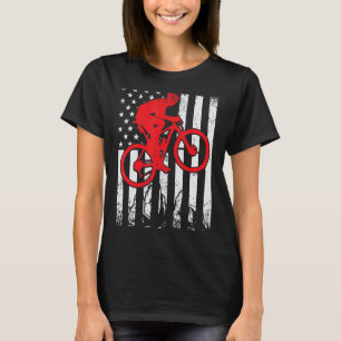 T-shirt Vintage VTT Usa Drapeau Américain Cyclistes