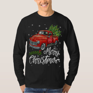 T-shirt Vintage Wagon Red Truck Christmas Tree Pajama Fami
