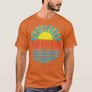 T-shirt Vintage Waikiki Beach Sun Et Vagues