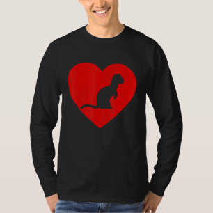 T-shirt Vintage Weasel Coeur Rouge Jour des Valentines ani