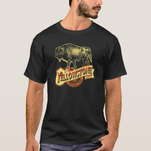 T-shirt Vintage Yellowstone Park Western Bison American Bu