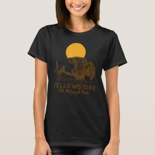 T-shirt Vintage Yellowstone Us National Park Bison Buffalo