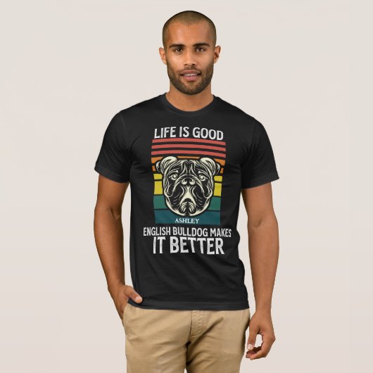 T-shirt Vinteage Français Bulldog Retro Style Chien T-shir (Devant entier)
