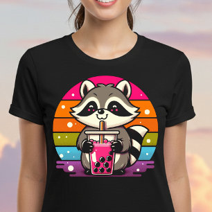 T-shirt Vintege Cute Bubble Tea Racoon