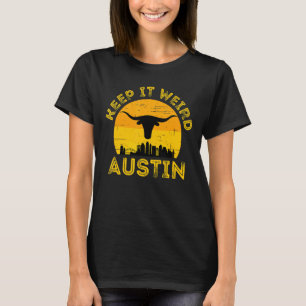 T-shirt Vintge Austin Texas Keep It Weird Longhorn Sunset
