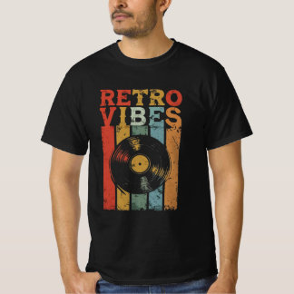 T-shirt Vinyl Record "Retro Vibes" Style déprimé T-Shir