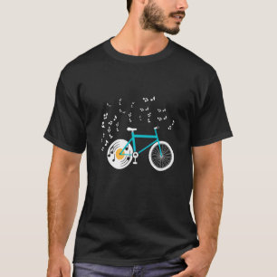 T-shirt Vinyl Record Vélo Avec Musique Notes Vélo Passion