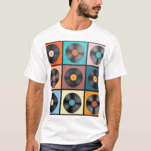 T-shirt Vinyl records : retro LP set.