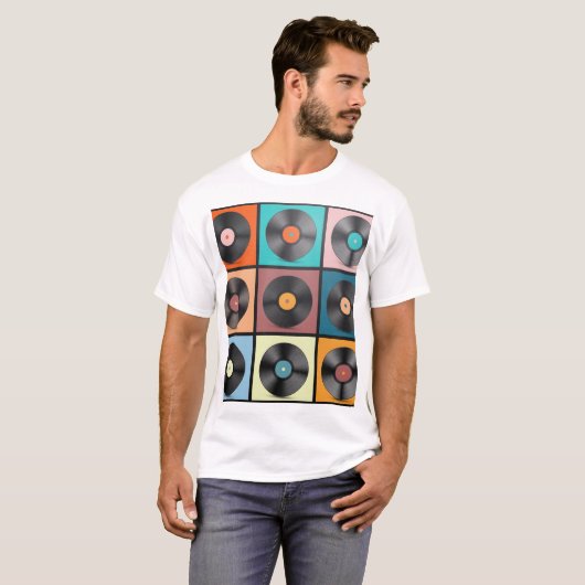T-shirt Vinyl records : retro LP set. (Devant entier)