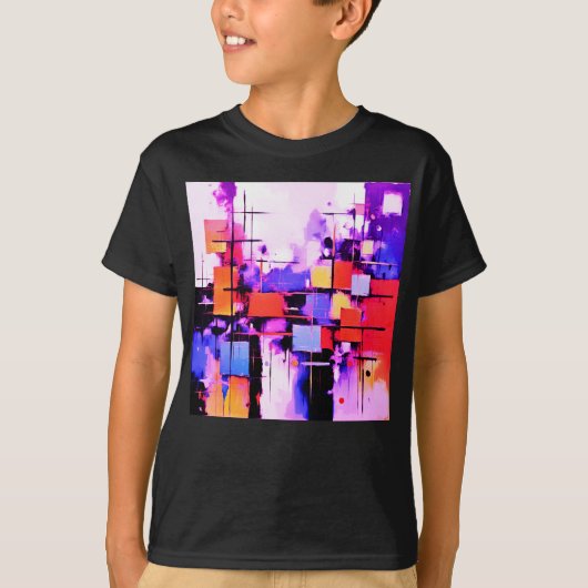 T-shirt Violet Abstrait Art 108 (Devant)