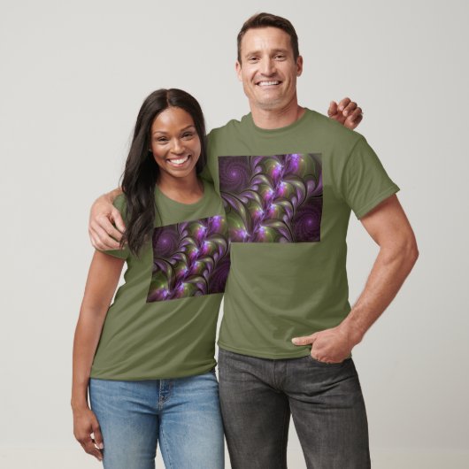 T-shirt Violet Abstrait violet violet kaki fractal (Unisexe)