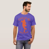 T-shirt violet avec silhouette orange (Devant entier)