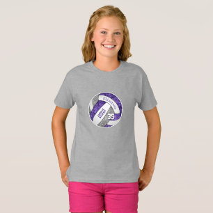 T-shirt violet gris girly couleurs de l'équipe de volley