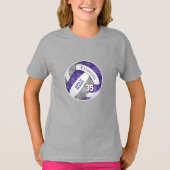 T-shirt violet gris girly couleurs de l'équipe de volley (Devant)