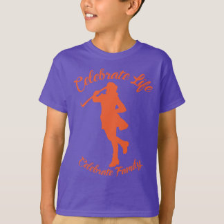 T-shirt violet pour enfants avec silhouette orange