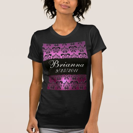 T-SHIRT VIOLET PURPLE BLACK DAMASK (Devant)