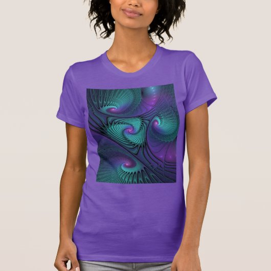 T-shirt Violet rencontre Turquoise moderne art fractal abs (Devant)
