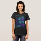 T-shirt Violet Rencontre Turquoise Moderne Art Fractal Abs (Devant entier)