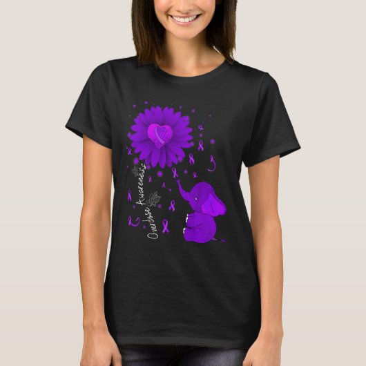 T-shirt Violet Ribbon Daisy Fleur Elephant Overdose Aware (Devant)