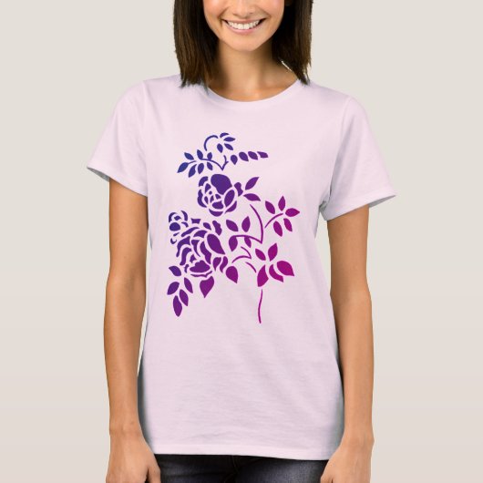 T-shirt violet Rosebud Stencil Art (Devant)