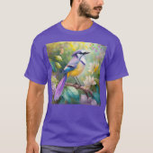 T-shirt Violet Tufted Jay Imaginaire Bird (Devant)