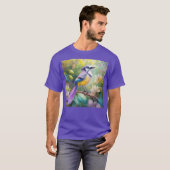 T-shirt Violet Tufted Jay Imaginaire Bird (Devant entier)