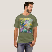 T-shirt Violet Tufted Jay Imaginaire Bird (Devant entier)