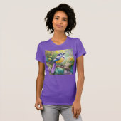 T-shirt Violet Tufted Jay Imaginaire Bird (Devant entier)