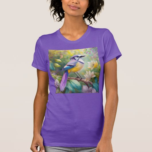 T-shirt Violet Tufted Jay Imaginaire Bird (Devant)
