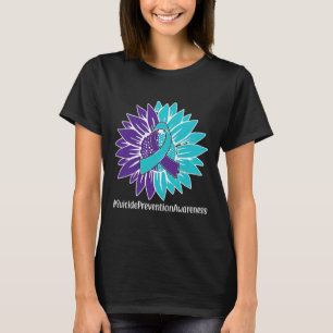 T-shirt Violet Turquoise Tournesol Ribbon Prévention Suici